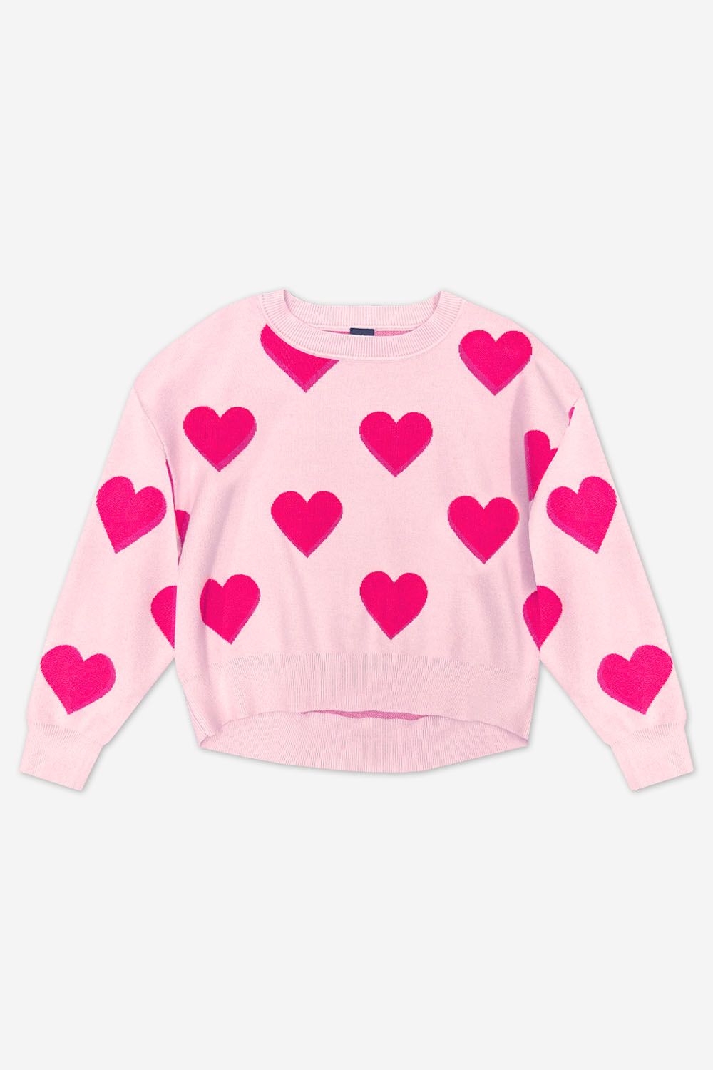 Yummy Soft Crew Neck Sweater - Pink Hearts