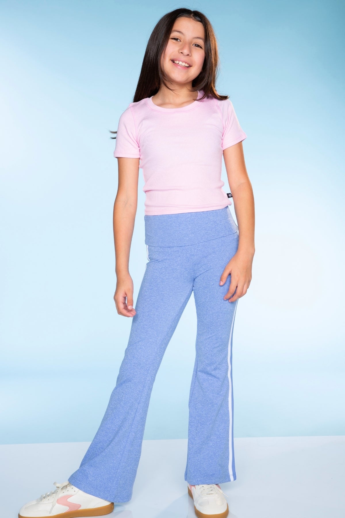 Simply Soft Luxe Foldover Flare - Black White Stripe