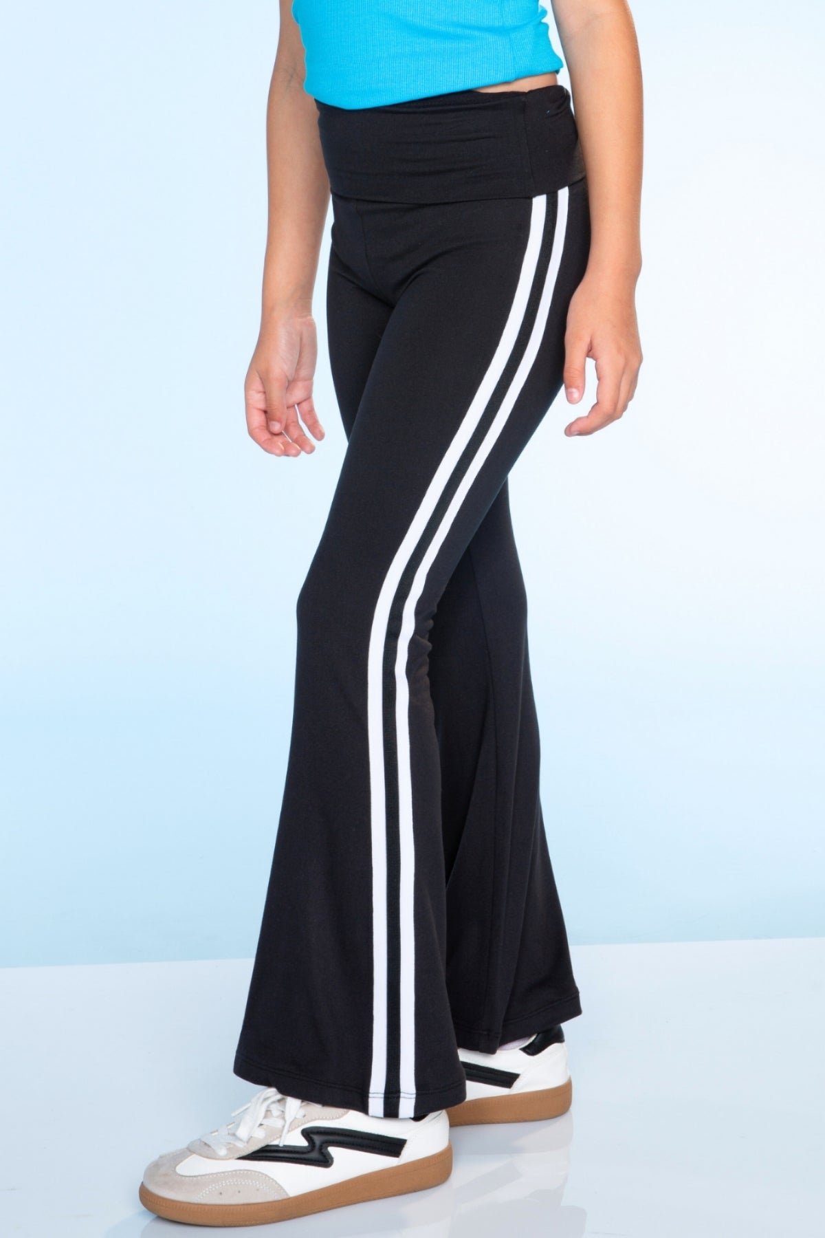 Simply Soft Luxe Foldover Flare - Black White Stripe
