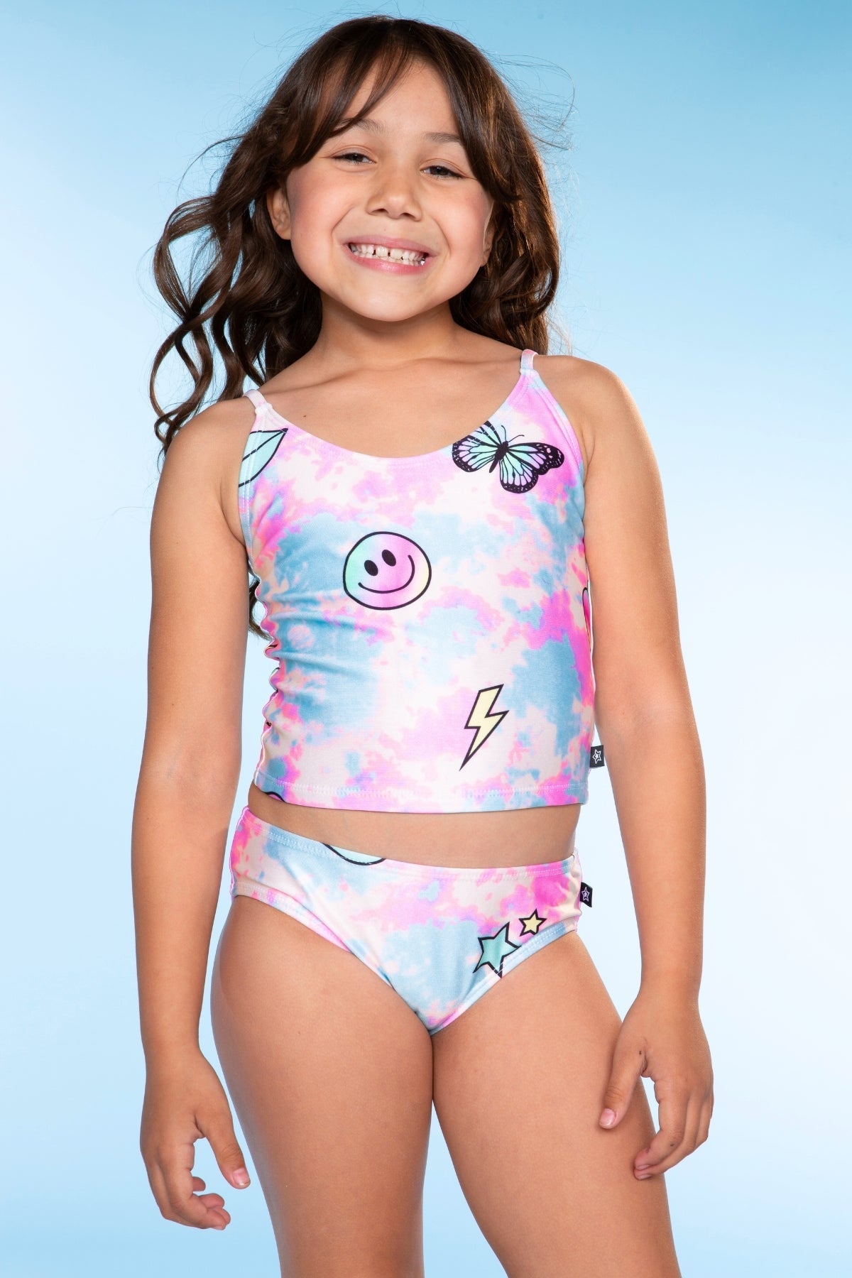 High Shine Tankini - Pastel Rainbow Tie Dye Emoji