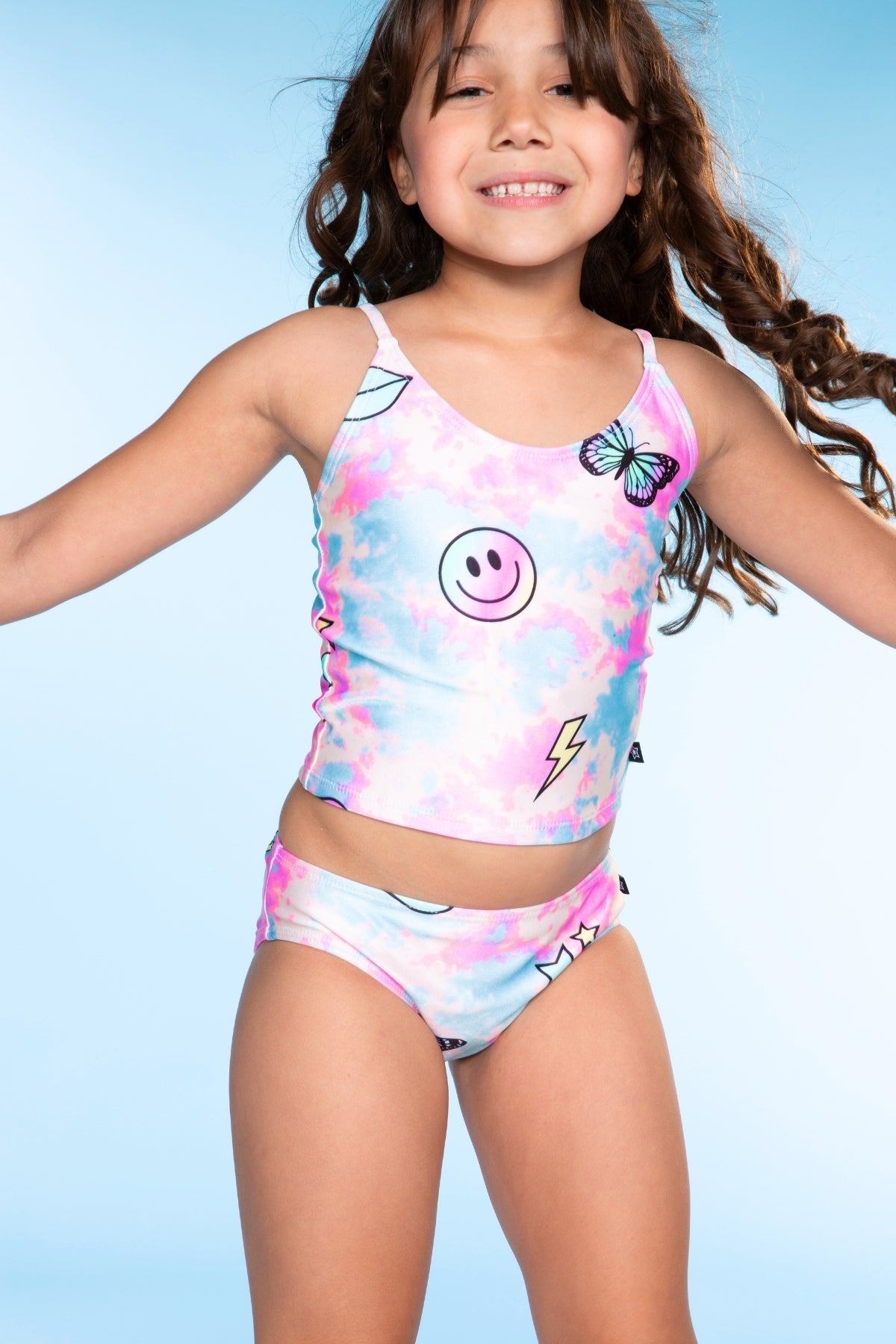 High Shine Tankini - Pastel Rainbow Tie Dye Emoji