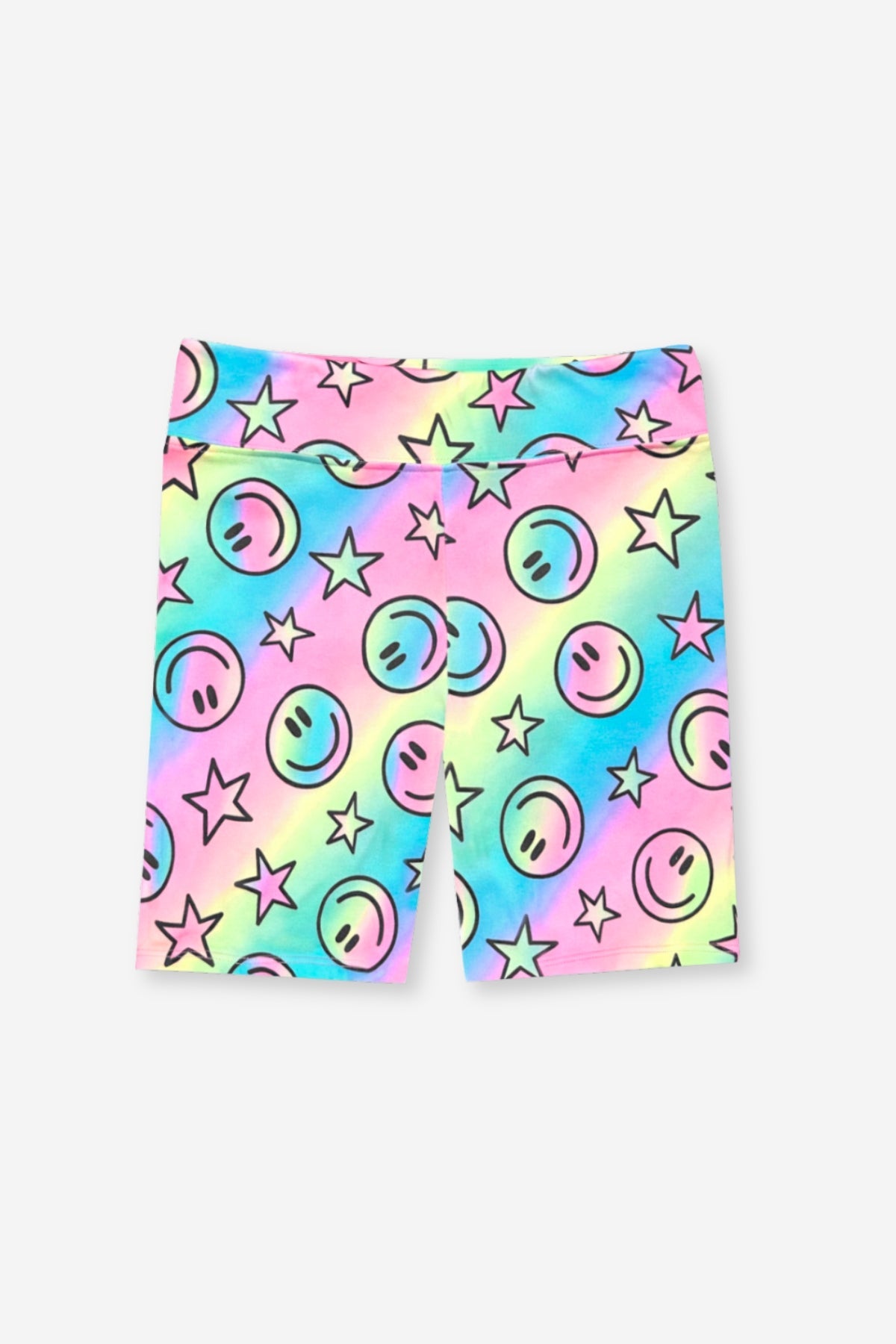 Simply Soft Biker Short - Pastel Rainbow Tie Dye Emoji