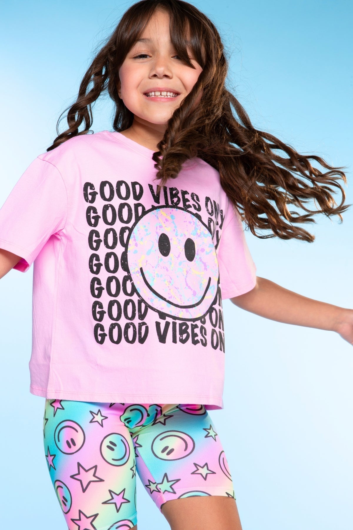 Simply Soft Biker Short - Pastel Rainbow Tie Dye Emoji