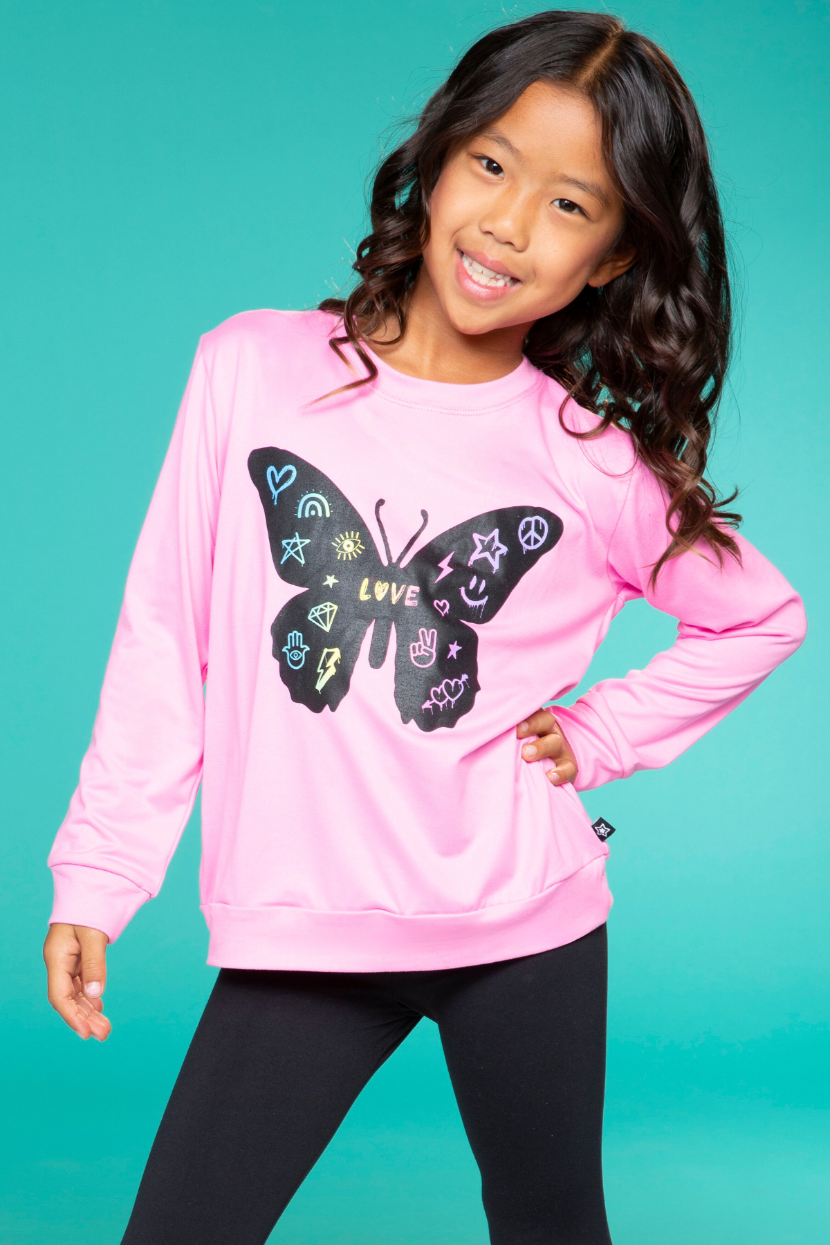 Simply Soft Long Sleeve Crew Top - Rainbow Graffiti Ice Cream