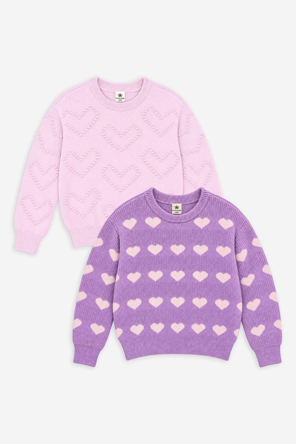 2 Pack Yummy Soft Crew Shaker Sweaters - Pretty Little Hearts - Pretty Little Hearts - NEW!