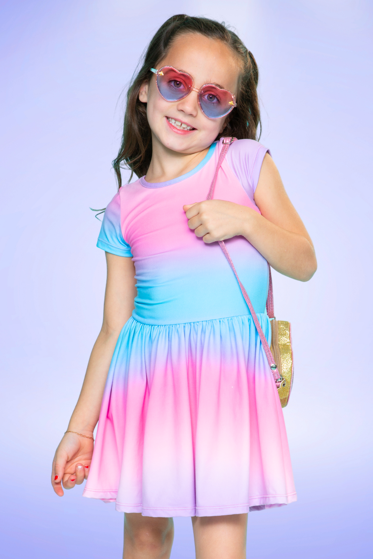 Simply Soft Short Sleeve Be Happy Dress - Rainbow Cupcakes