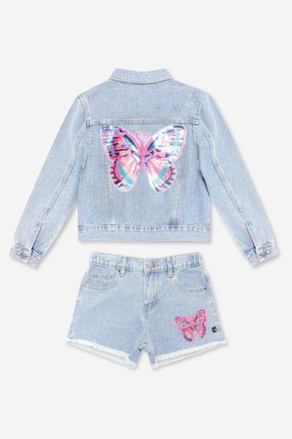 2 Pack Denim It Girl Set - Lt Denim Sequin Butterfly - NEW!