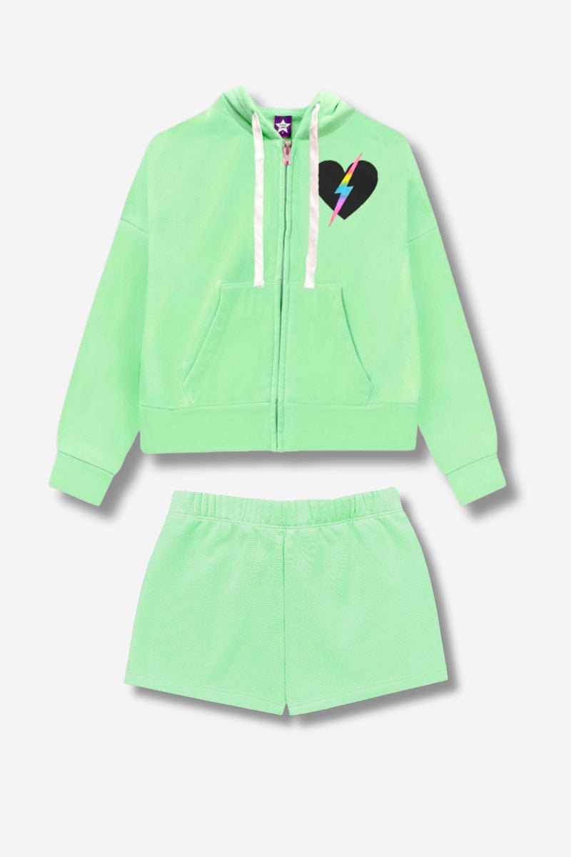 Multipack: Cotton Soft French Terry Drop Shoulder Zip Hoodie & Dolphin Short