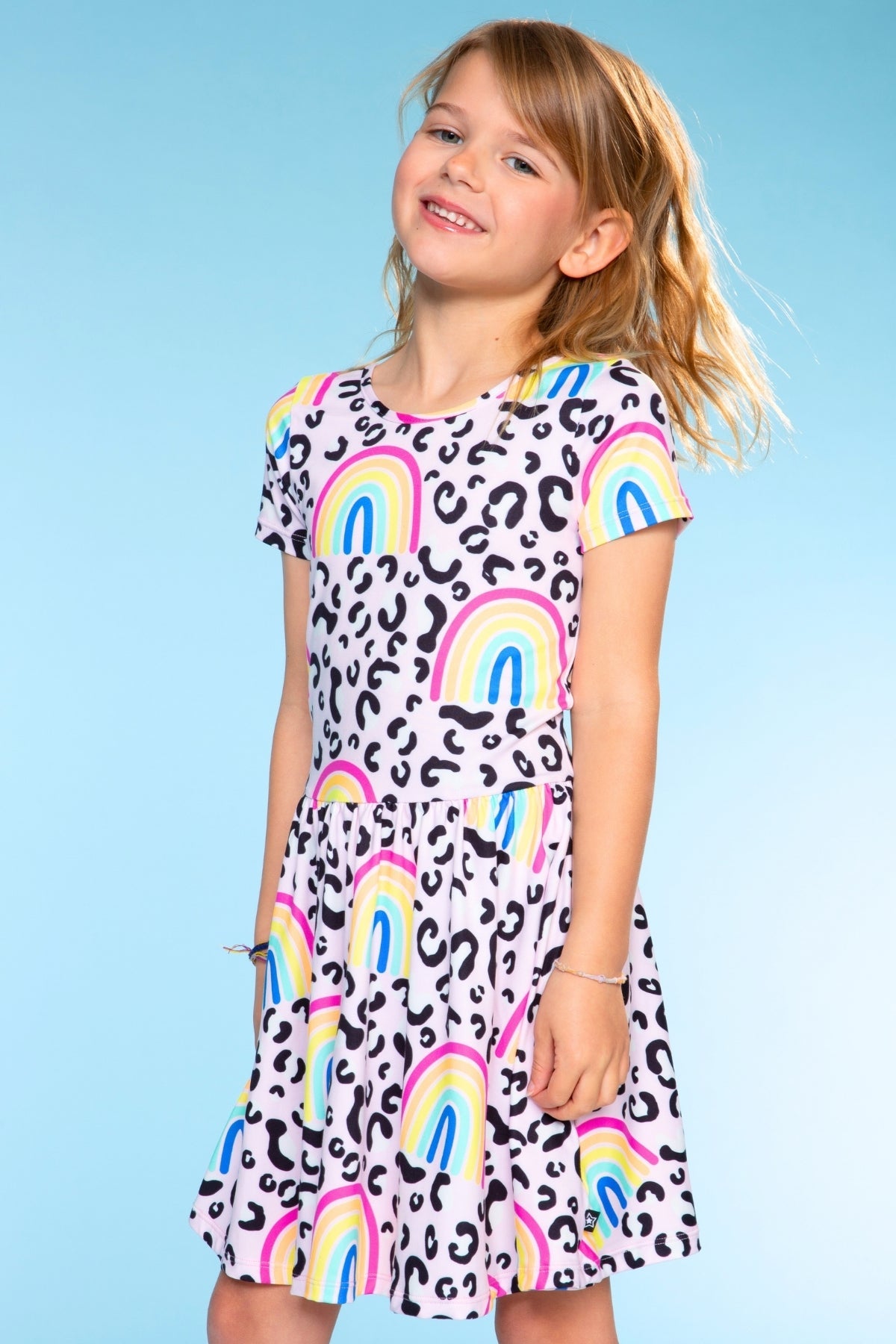 Simply Soft Short Sleeve Be Happy Dress - Tie Dye Rainbow Donuts
