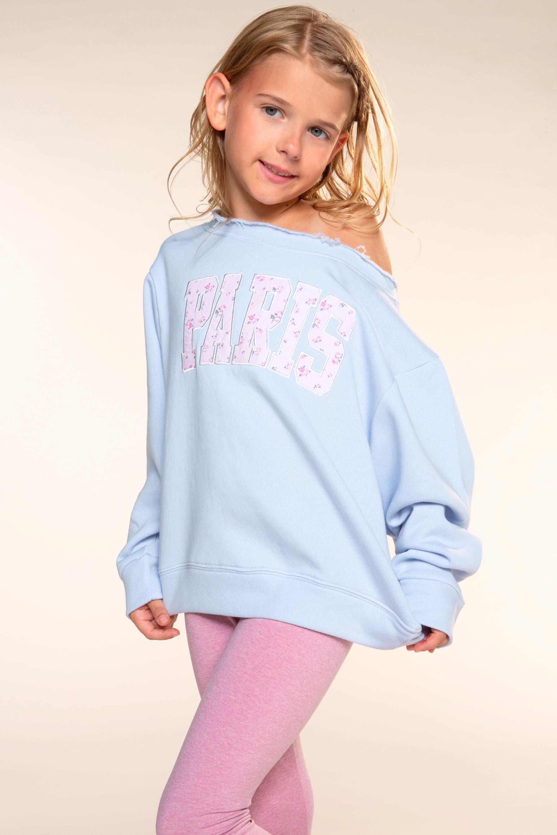 Cloud Soft Off The Shoulder Sweatshirt - Floral Paris Embroidery - NEW!