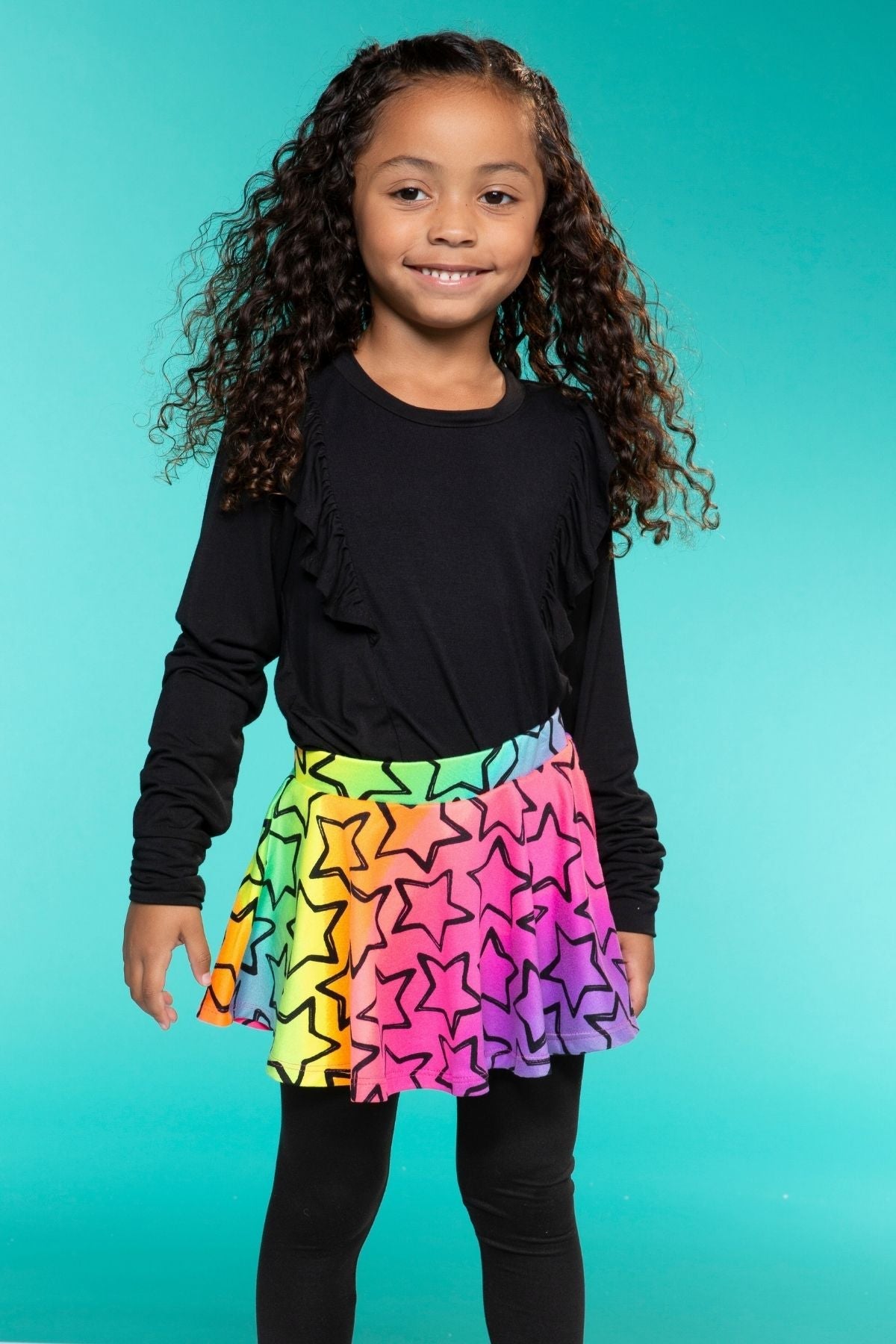 Simply Soft Skater Legging - Neon Lt Pink Leopard Splatter Black