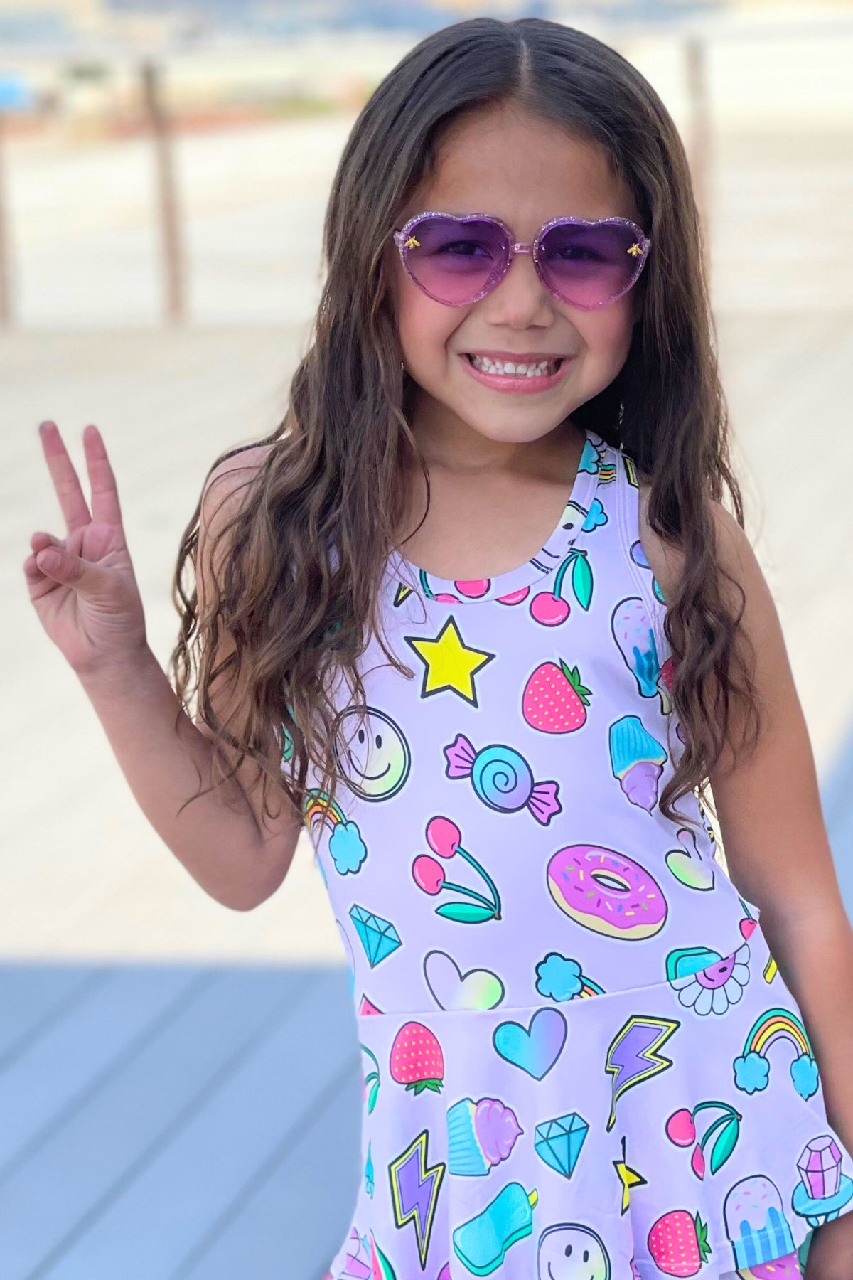 Simply Soft Racerback Ruffle Skirt Dress - Rainbow Smile & Stars - NEW!