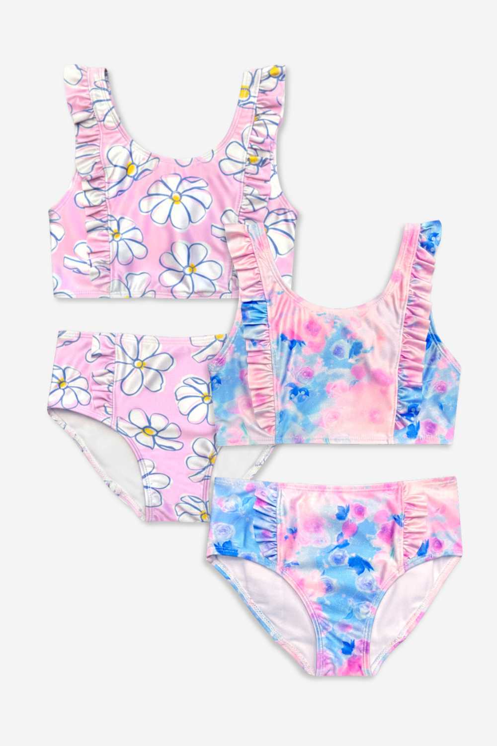 2 Pack Ruffle Two Piece Swimsuit - Strawberry Leopard | Lt Pink Gingham - NEW!