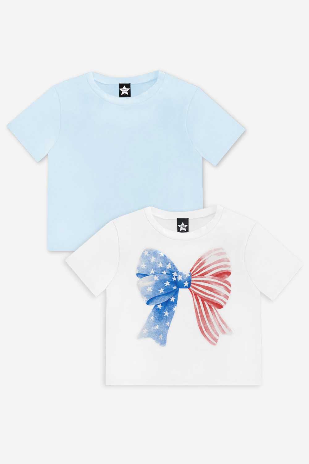 2 Pack Simply Soft Easy Tee - Sky Blue | Ivory Americana Bow - NEW!