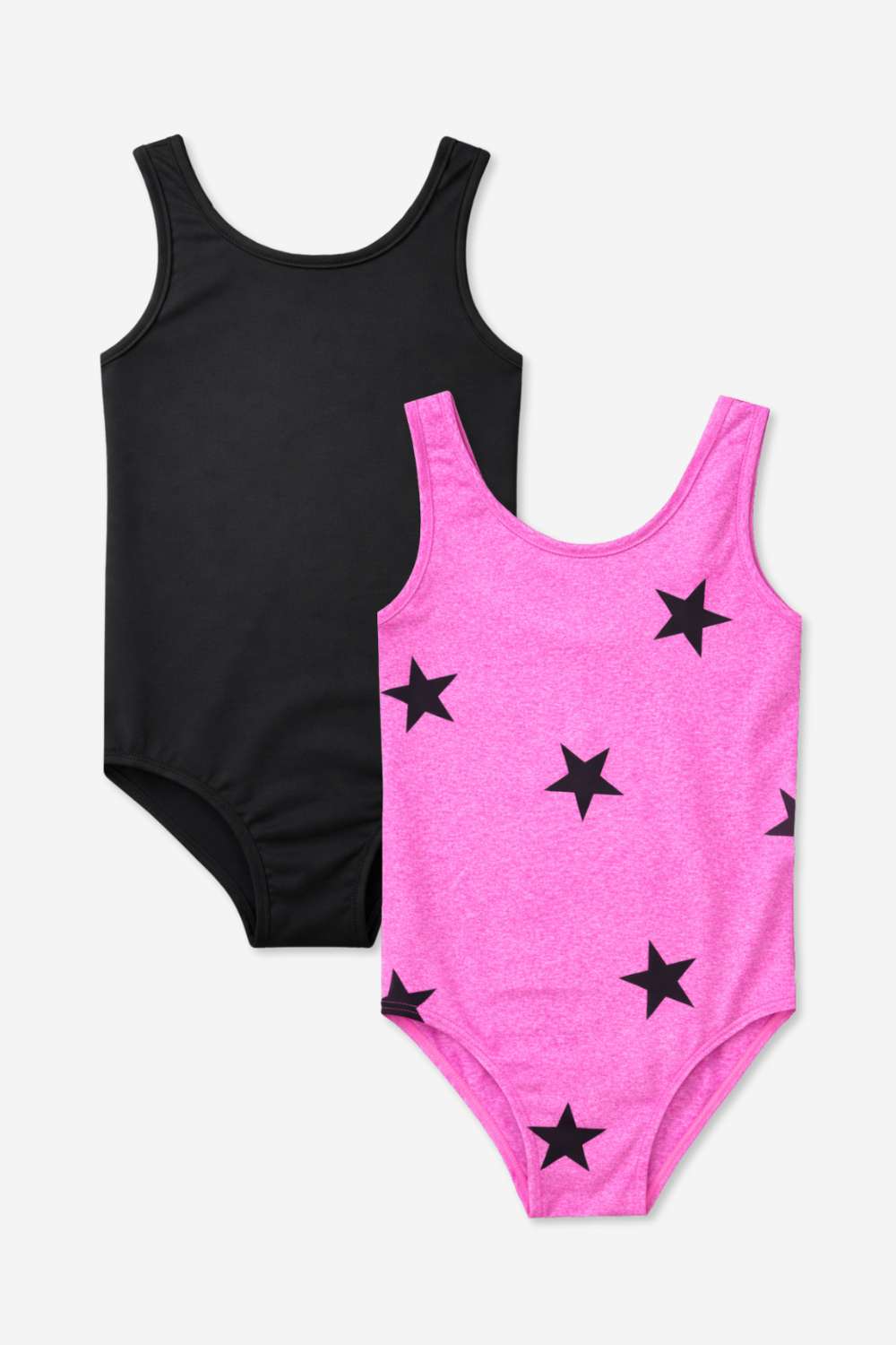 2-Pack Simply Soft Luxe Tank Leotard - Light Blue Smile Star | Neon Pink Rainbow Heart