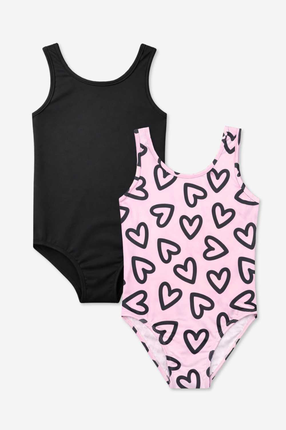 2-Pack Simply Soft Luxe Tank Leotard - Light Blue Smile Star | Neon Pink Rainbow Heart