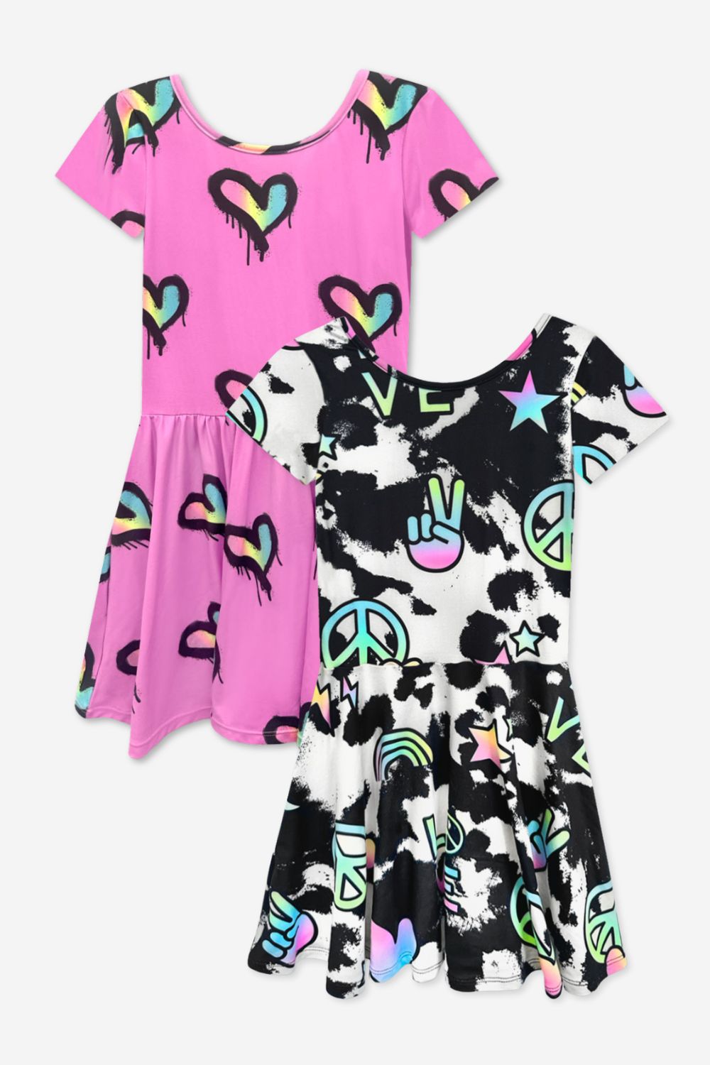 2-Pack Simply Soft Short Sleeve Dress - Pink Daisy Rainbow | Pastel Rainbow Unicorn - NEW!