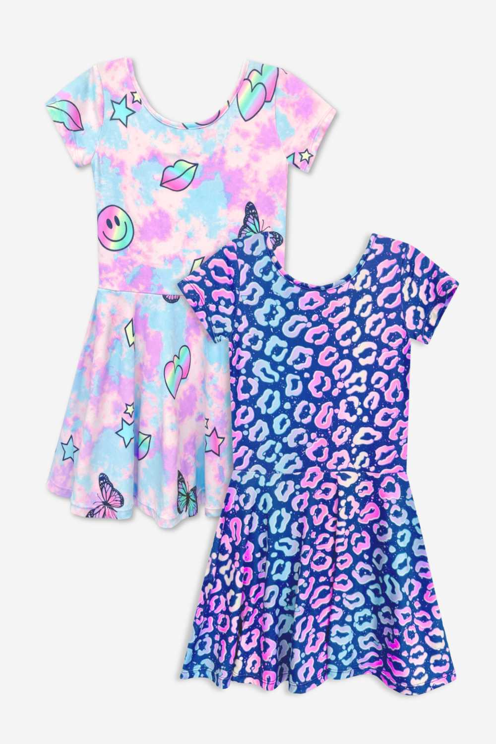 2-Pack Simply Soft Short Sleeve Dress - Pink Daisy Rainbow | Pastel Rainbow Unicorn - NEW!