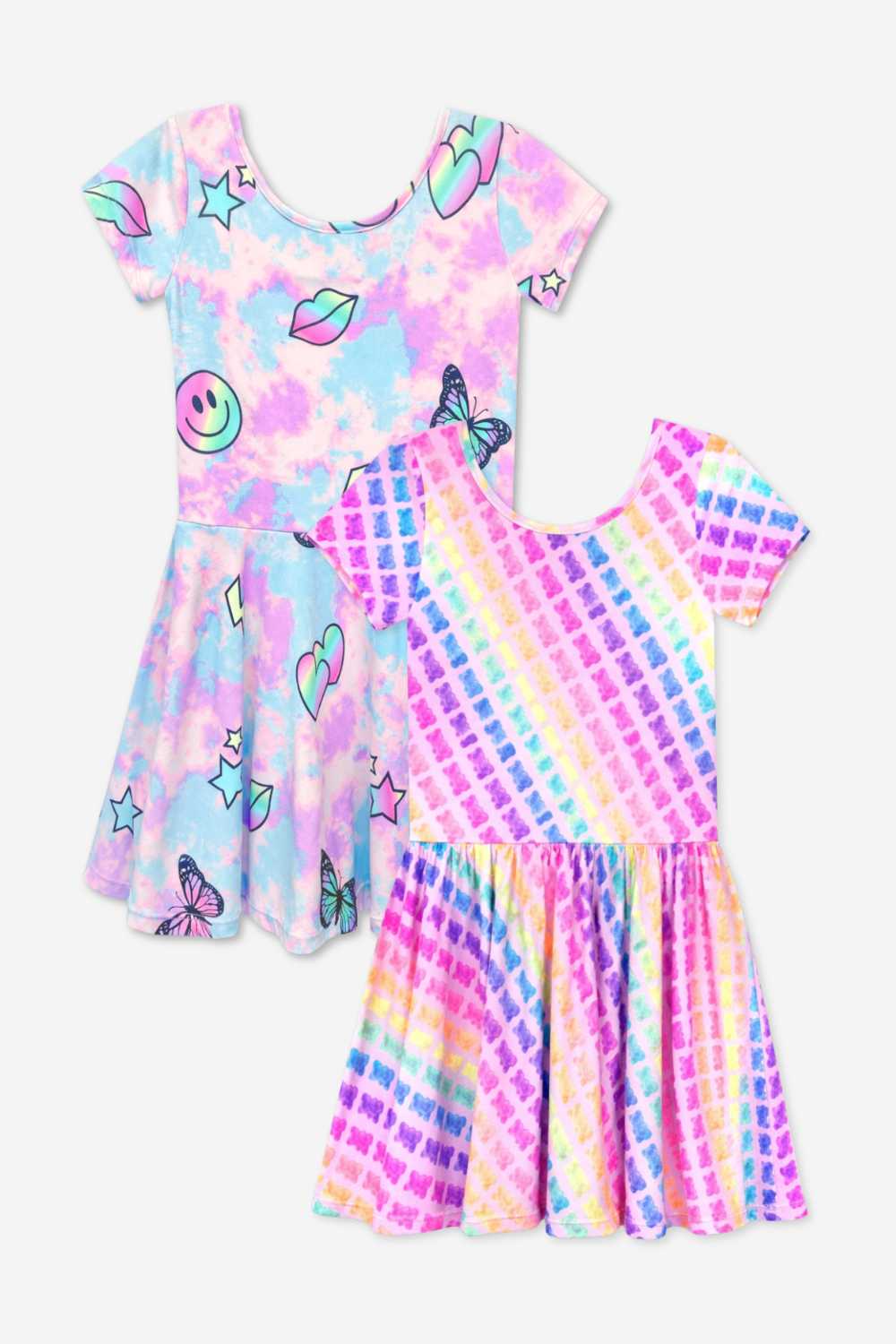 2-Pack Simply Soft Short Sleeve Dress - Pink Daisy Rainbow | Pastel Rainbow Unicorn - NEW!