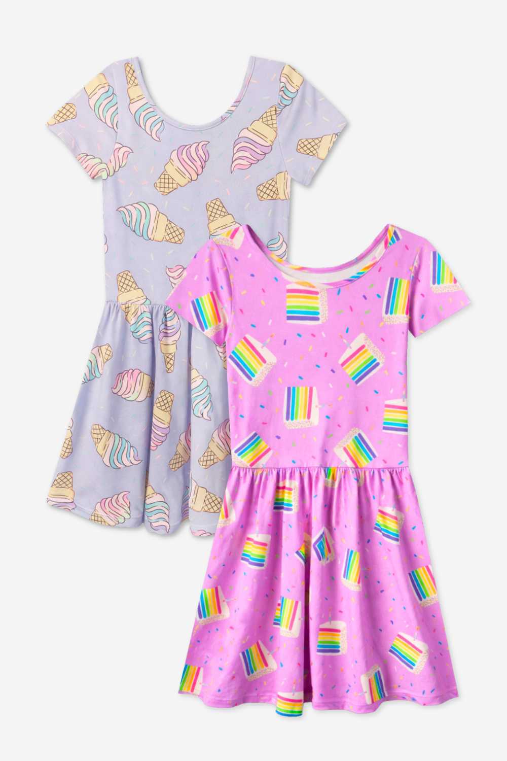 2-Pack Simply Soft Short Sleeve Dress - Pink Daisy Rainbow | Pastel Rainbow Unicorn - NEW!