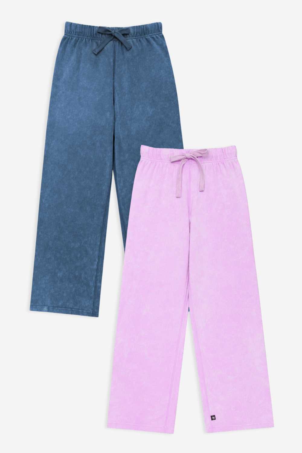 2 Pack - Vintage Washed Cotton Wide Leg Pant - Vintage Grey | Sky Blue