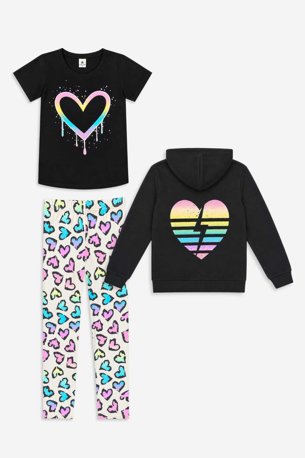 3 Pack Retro Rainbow & Leopard Heart Leggings - Retro Rainbow & Hearts - NEW!