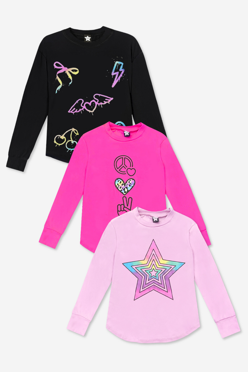 3-Pack Modal Long Sleeve Shirttail Top