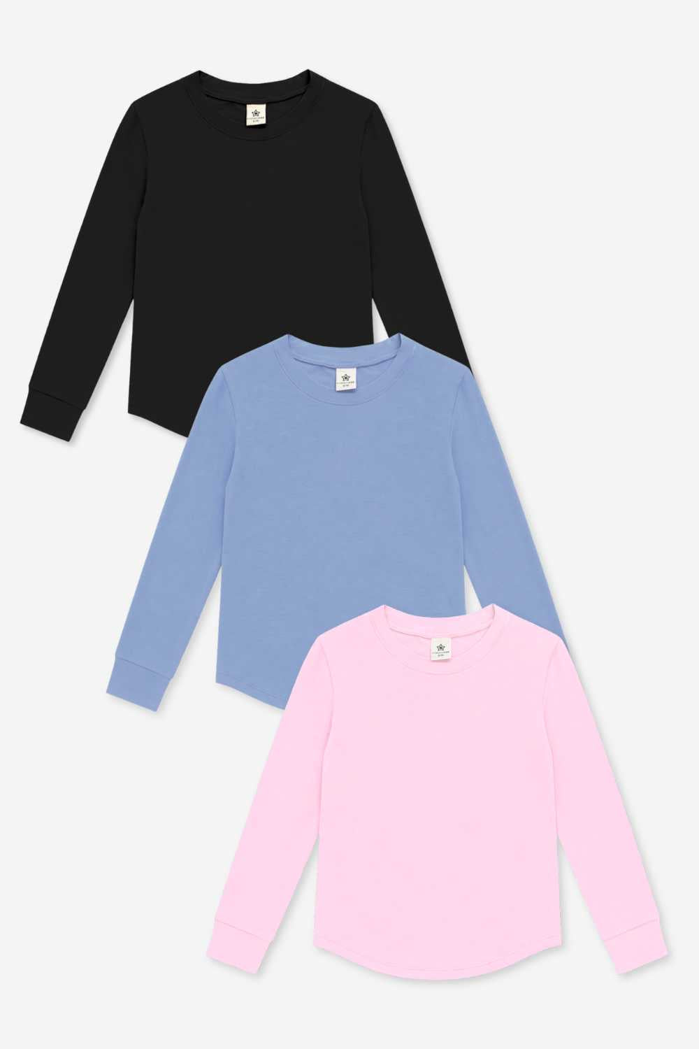 3-Pack Modal Long Sleeve Shirttail Top - Denim | Lt Pink | Black - NEW!