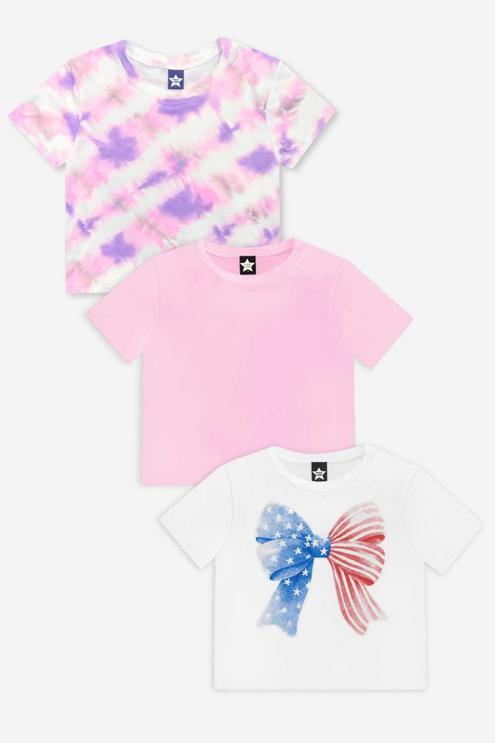 3 Pack Simply Soft Easy Tee - Blush | Pink | Ivory Americana Bow - NEW!