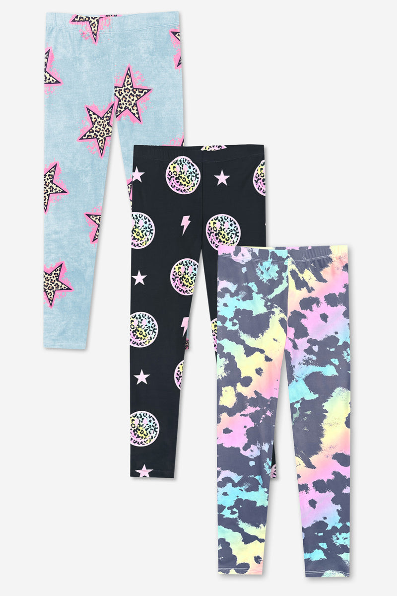 3-Pack Simply Soft Long Legging - Black Rainbow Leopard Smile | Rainbow Tie Dye | Denim Leopard Star - NEW!