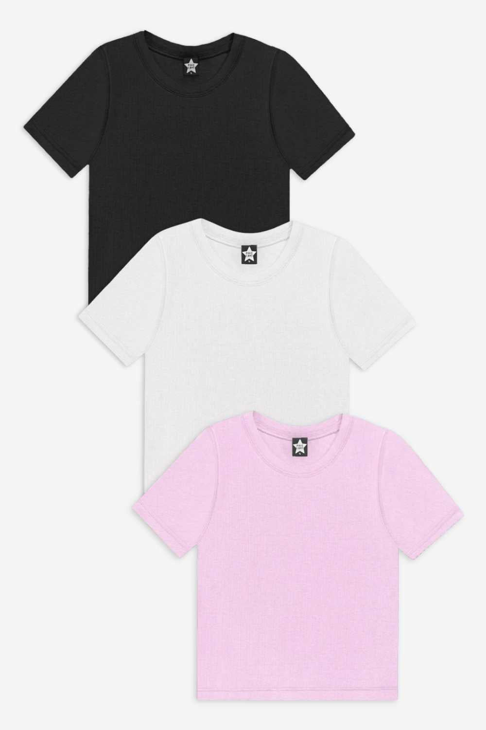3-Pack Ultra-Soft Ribbed Fitted Tee - Light Blue Ivory Ditsy Floral | Light Pink Ditsy Floral | Ivory Pink Stripe