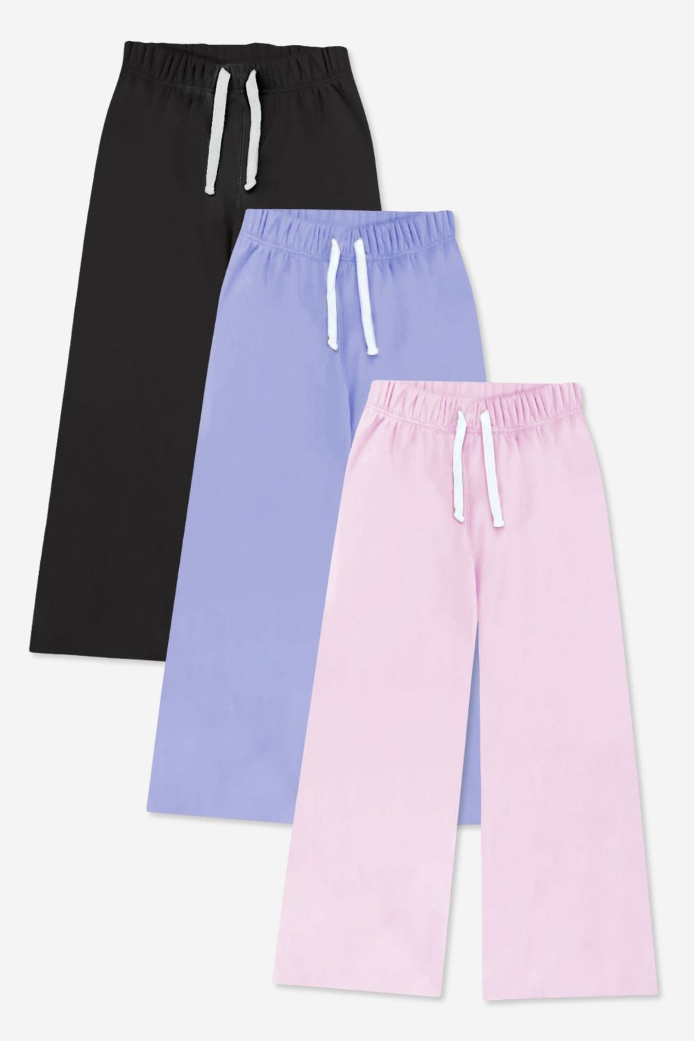 3 Pack Cloud Soft French Terry Wide Leg Sweatpant - Black | Denim | Washed Pink - NEW!