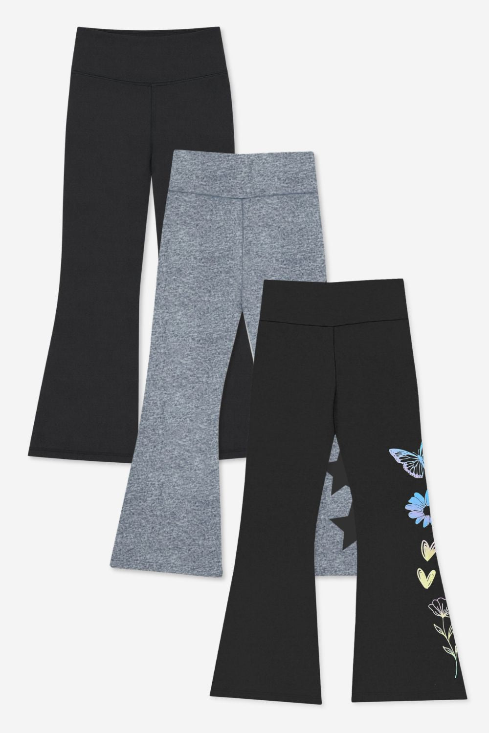 3-Pack Simply Soft Luxe Flare Legging - Black Pastel Rainbow Sketch Emoji | Steel Black Stars | Black - NEW!