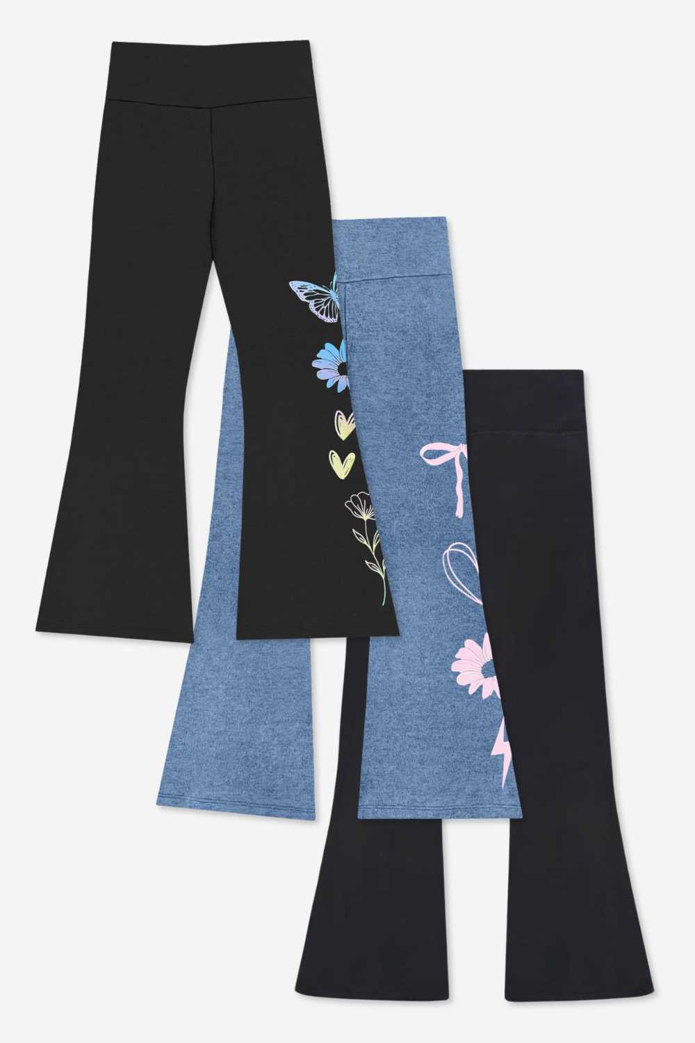 3-Pack Simply Soft Luxe Flare Legging - Black Sketch Emoji | Vintage Denim Emoji | Black - NEW!