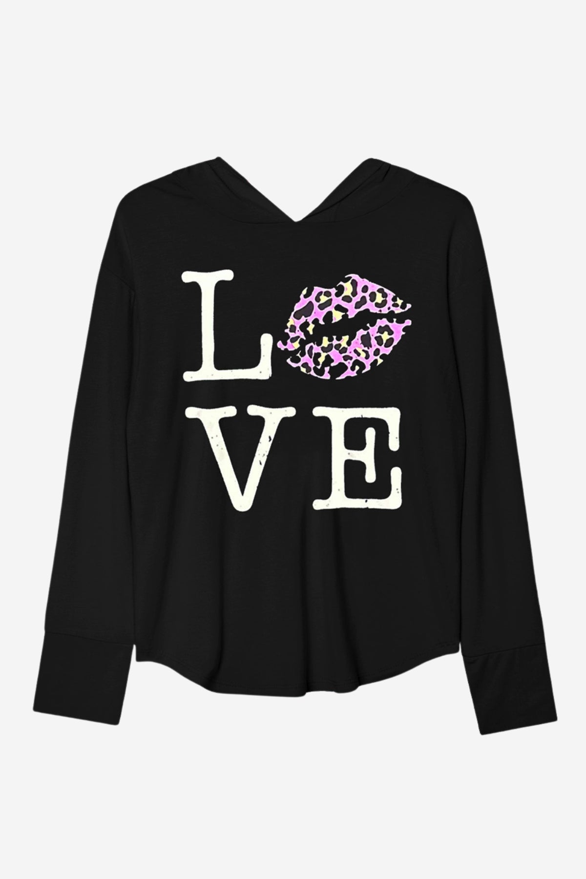 Modal Knit Hoodie Pullover W/Thumbholes - Pink Ice Cream Splatter