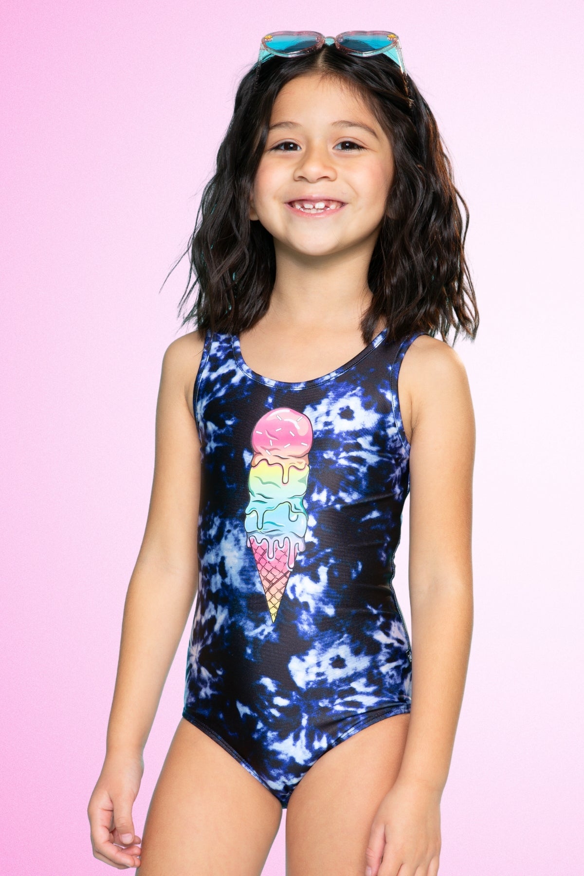 Strappy One Piece Swimsuit - Rainbow Smile & Stars