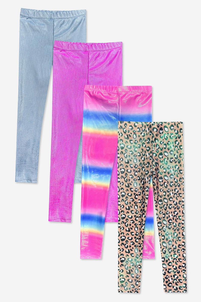 4-Pack Glitter Foil High Shine Legging