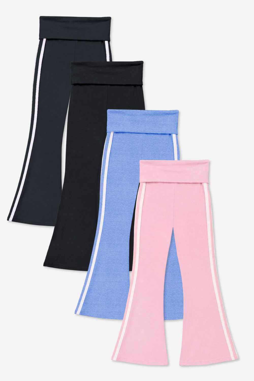 4 Pack Simply Soft Luxe Foldover Flare - Denim White Stripe | Black White Stripe | Dusty Pink White Stripe | Black - NEW!
