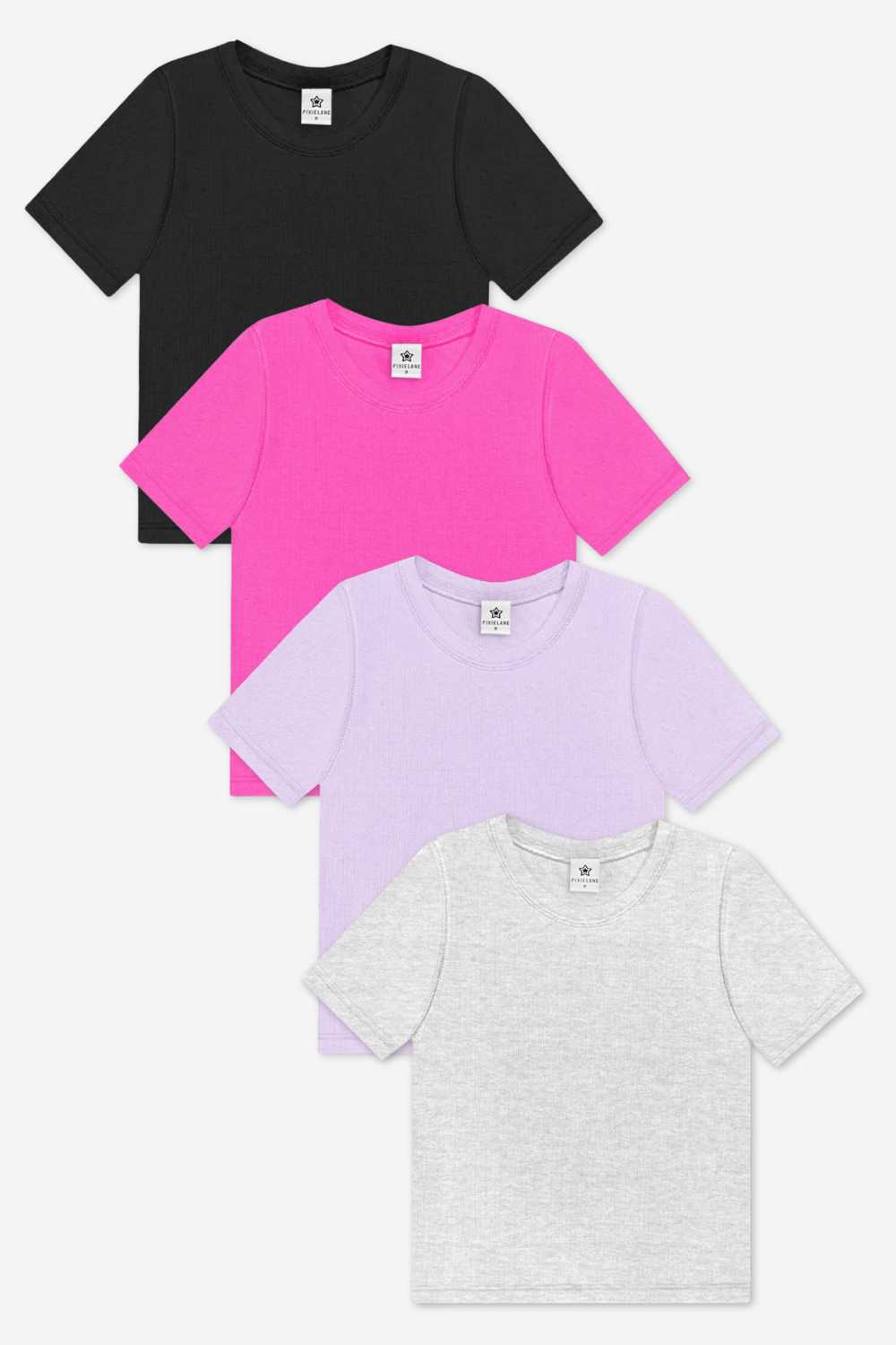 4-Pack Ultra-Soft Ribbed Fitted Tee - Black (x2) | Light Ash Grey | Burgundy - NEW!