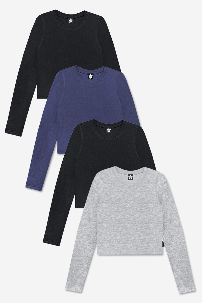 4-Pack Ultra-Soft Ribbed Fitted L/S Tee