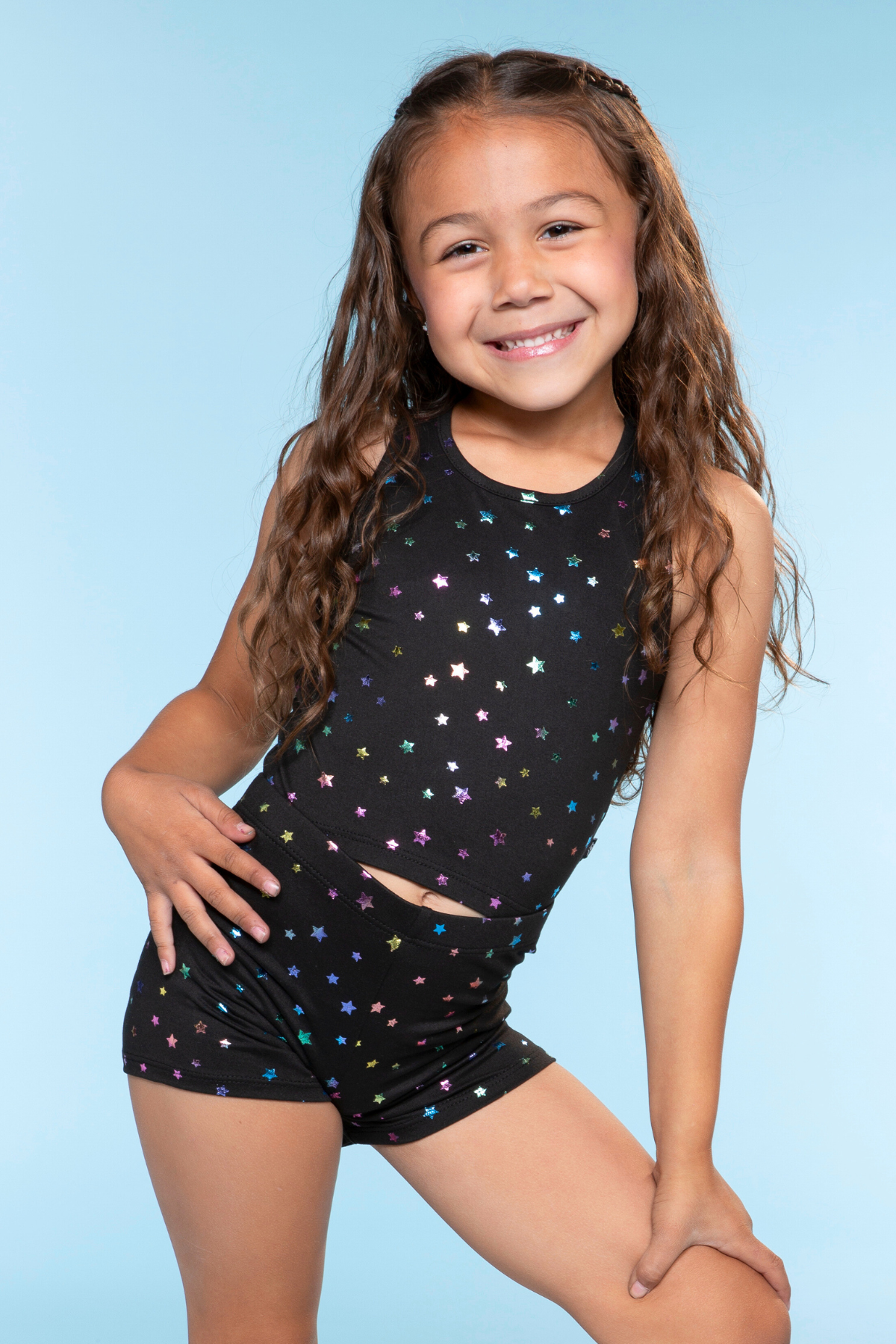 Simply Soft Cropped Racerback Tank & Tumble Short - Lilac Rainbow Foil Hearts & Stars - NEW!