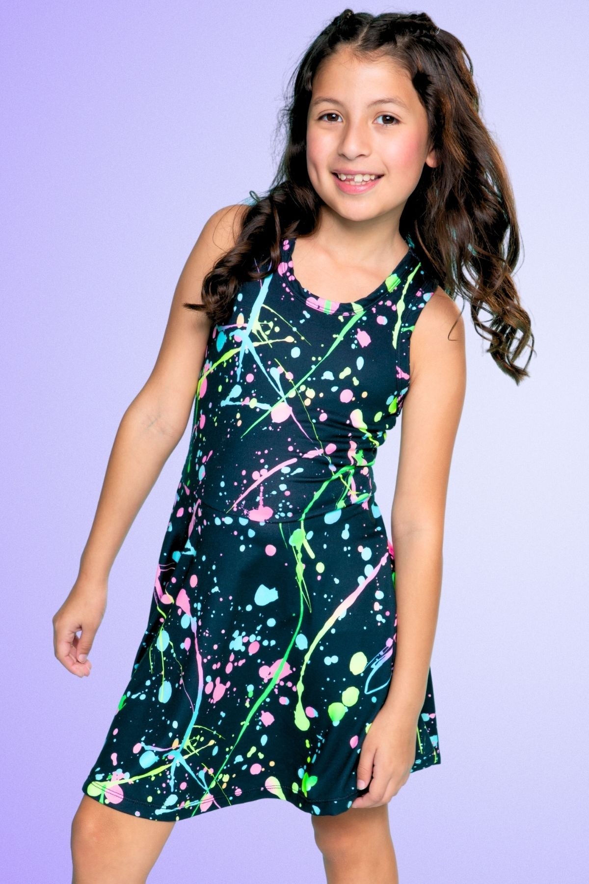 Simply Soft Racerback Skater Dress - Denim Rainbow Gummy