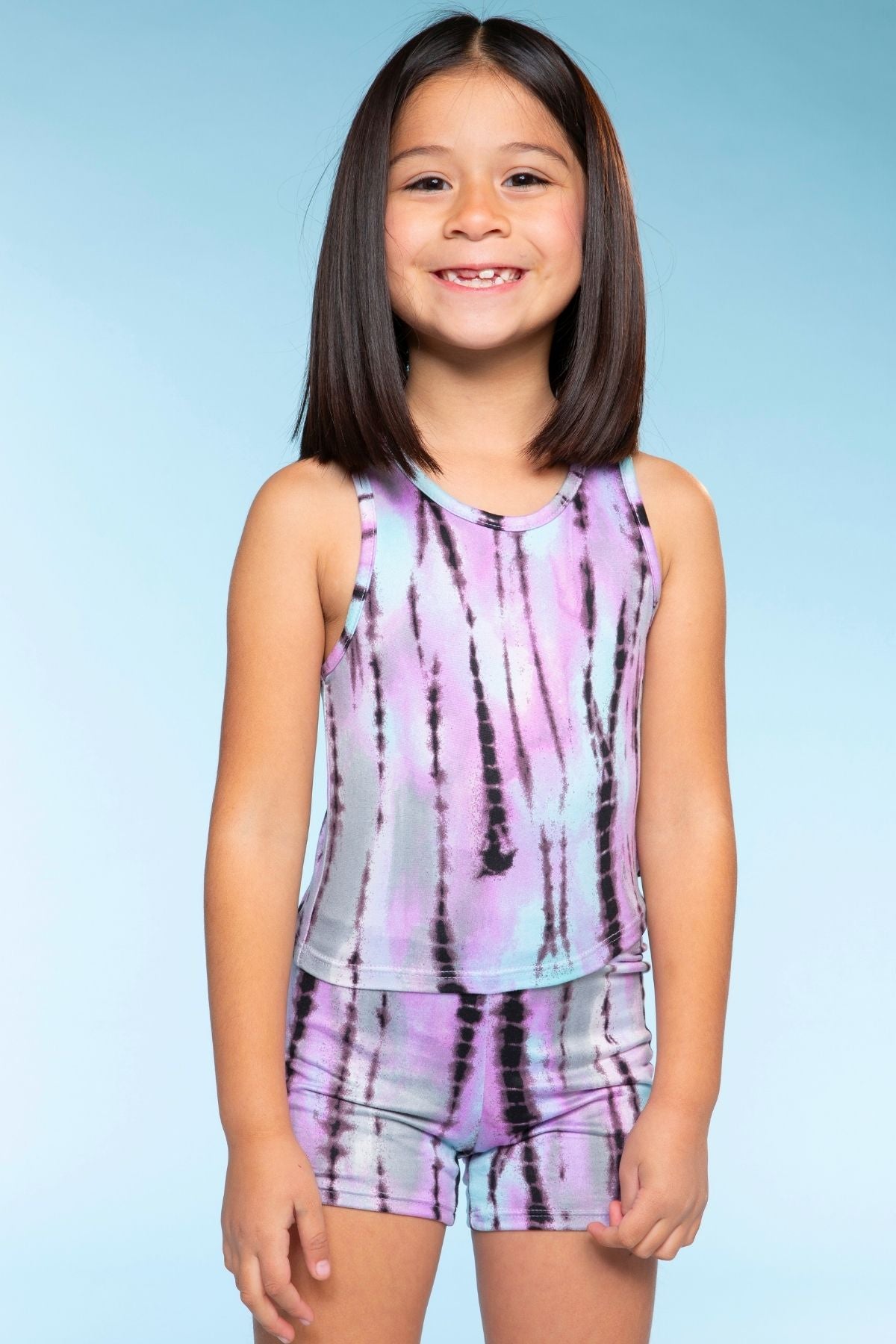 Simply Soft Cropped Racerback Tank & Tumble Short - Lilac Rainbow Foil Hearts & Stars - NEW!