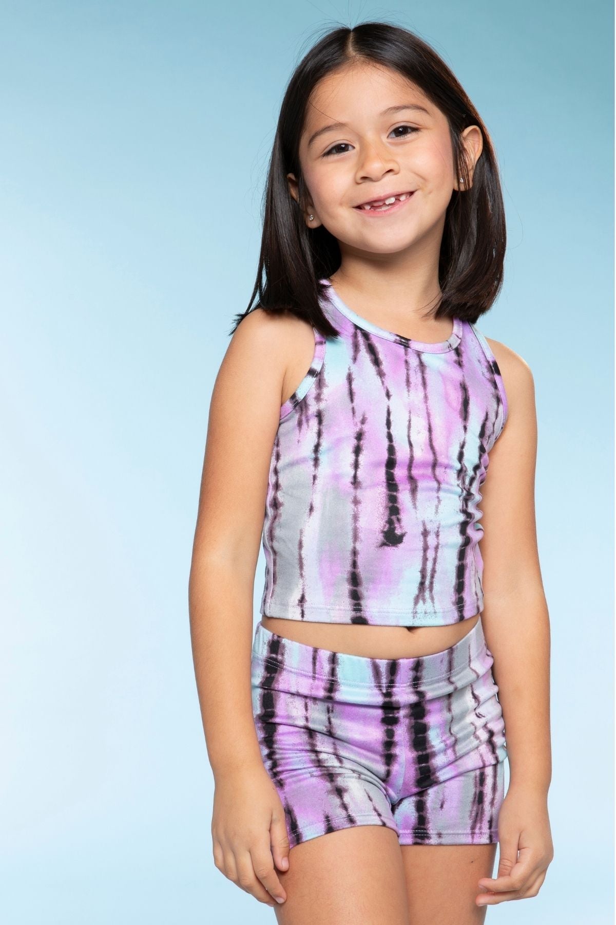 Simply Soft Cropped Racerback Tank & Tumble Short - Lilac Rainbow Foil Hearts & Stars - NEW!