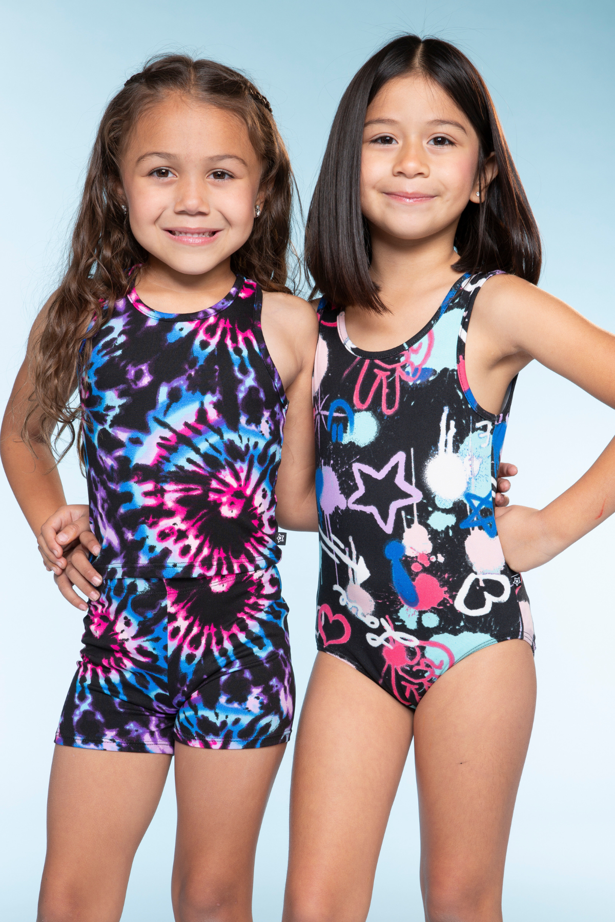 Simply Soft Cropped Racerback Tank & Tumble Short - Lilac Rainbow Foil Hearts & Stars - NEW!