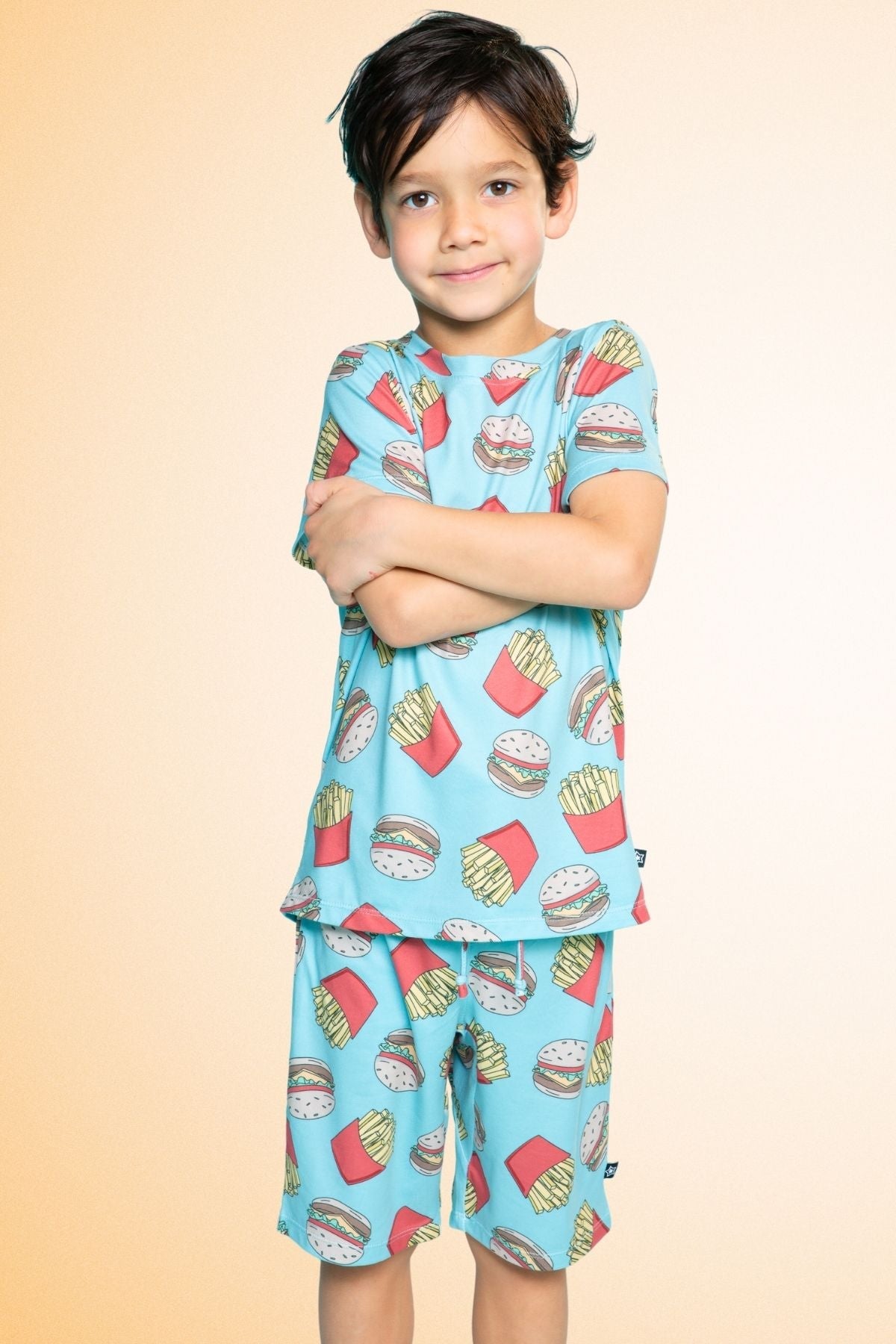 Simply Soft Short Sleeve Tee & Lounge Short - Blue Pizza