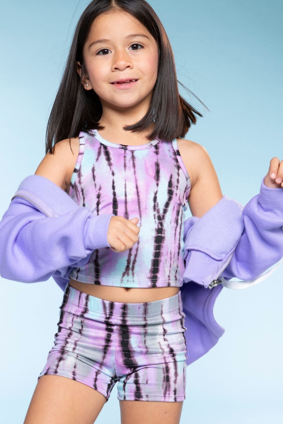 Simply Soft Cropped Racerback Tank & Tumble Short - Lilac Rainbow Foil Hearts & Stars - NEW!