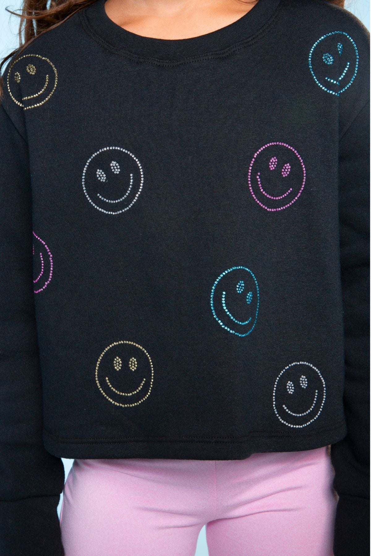 Cotton Soft French Terry Easy Crew Sweatshirt - Heather Grey Rainbow Heart