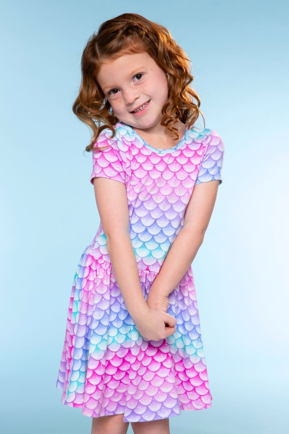 Simply Soft Short Sleeve Scoop Back Be Happy Dress - Pink Tie Dye Cherry Bow