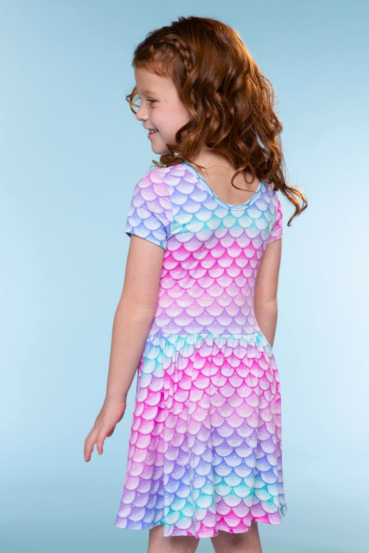 Simply Soft Short Sleeve Scoop Back Be Happy Dress - Pink Tie Dye Cherry Bow